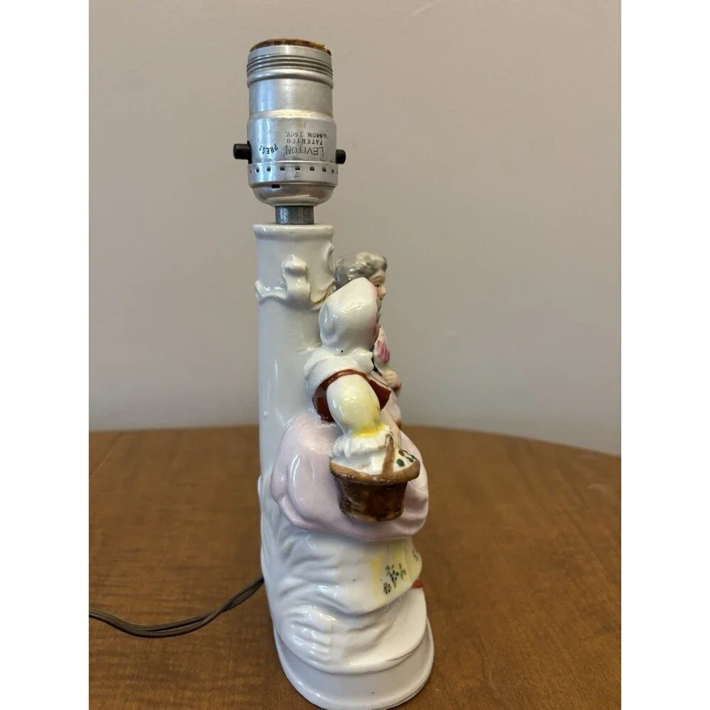 Two (2) Vintage Occupied Japan Colonial Table Lamp Man And Woman HandPainted